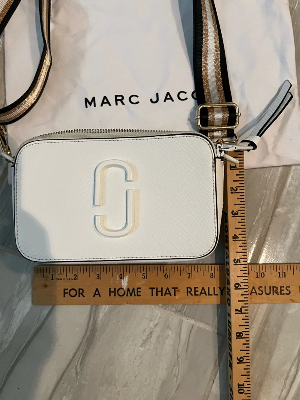 Marc Jacobs The Snapshot White Crossbody‎ Bag Wide Strap